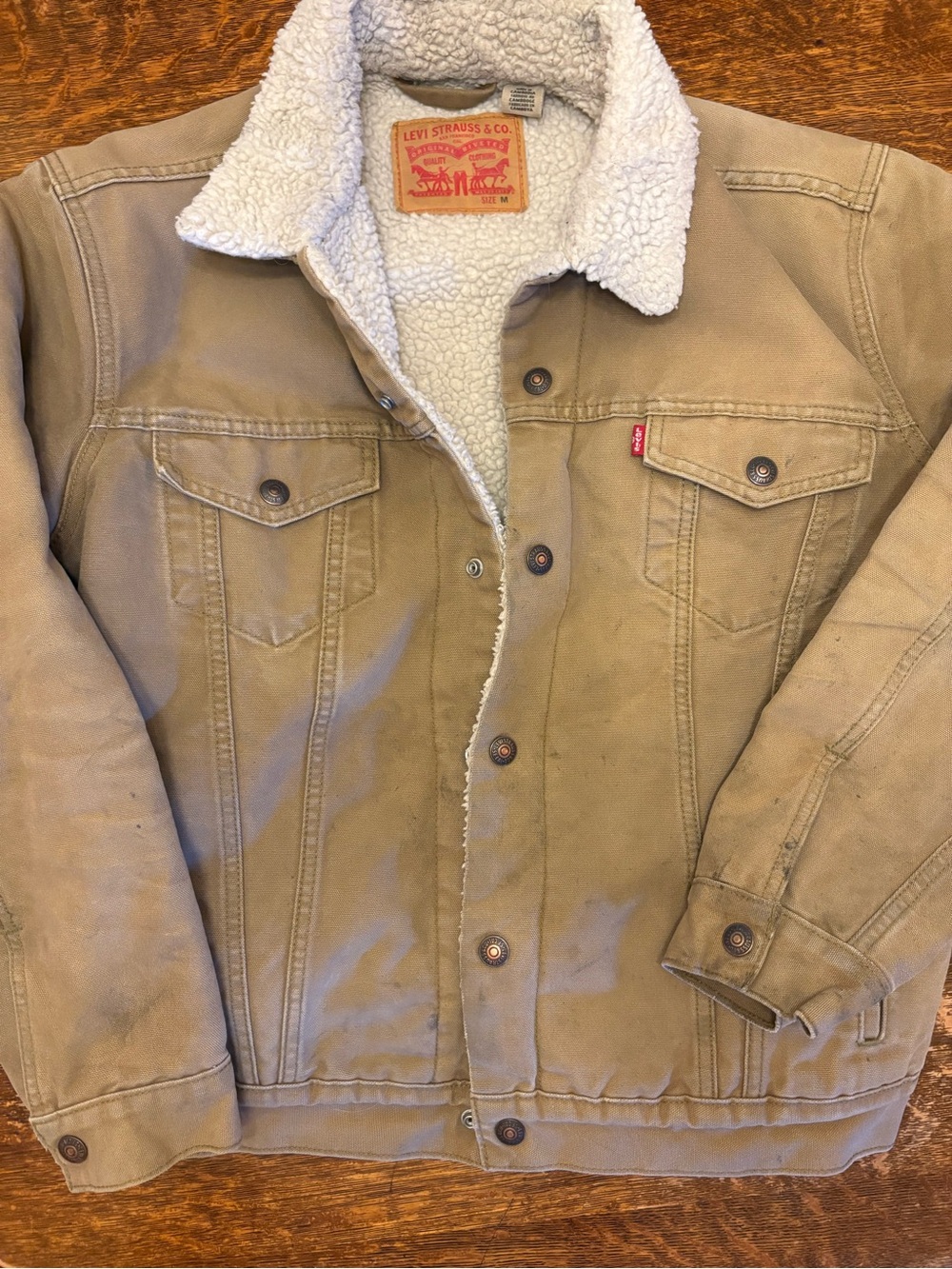 Levi's Tan Sherpa-Lined Denim Trucker Jacket